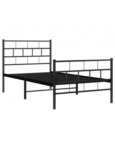 Giroletto con Testiera e Pediera Metallo Nero 90x200 cm