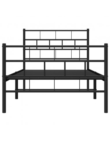 Giroletto con Testiera e Pediera Metallo Nero 90x200 cm