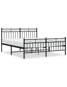 Giroletto con Testiera e Pediera Metallo Nero 160x200 cm