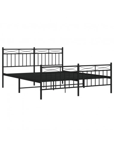 Giroletto con Testiera e Pediera Metallo Nero 160x200 cm