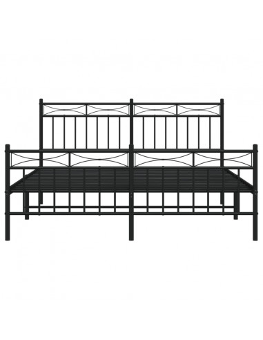 Giroletto con Testiera e Pediera Metallo Nero 160x200 cm