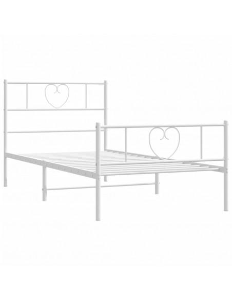 Giroletto con Testiera e Pediera Metallo Bianco 90x200 cm
