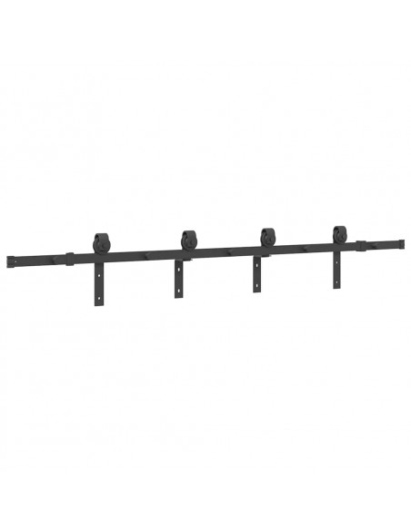 Kit di Binari per Porte Scorrevoli 200 cm Acciaio Nero