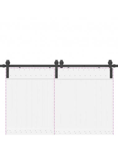 Kit di Binari per Porte Scorrevoli 200 cm Acciaio Nero