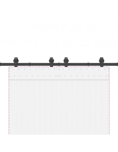 Kit di Binari per Porte Scorrevoli 200 cm Acciaio Nero