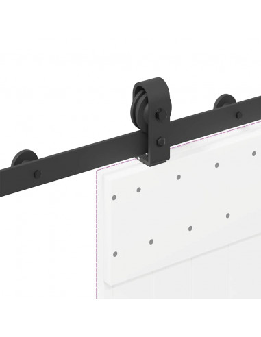 Kit di Binari per Porte Scorrevoli 200 cm Acciaio Nero