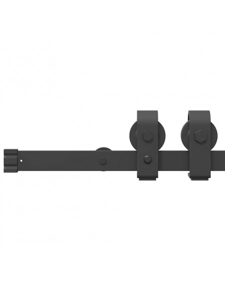 Kit di Binari per Porte Scorrevoli 200 cm Acciaio Nero