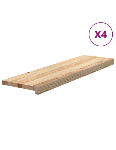 Gradini 4 pz 90x25x2 cm in Rovere Massello Non Trattato