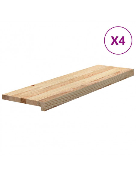 Gradini 4 pz 90x25x2 cm in Rovere Massello Non Trattato