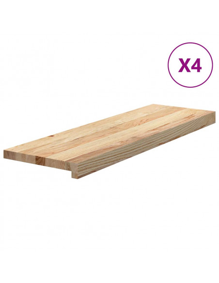 Gradini 4 pz 80x30x2 cm in Rovere Massello Non Trattato
