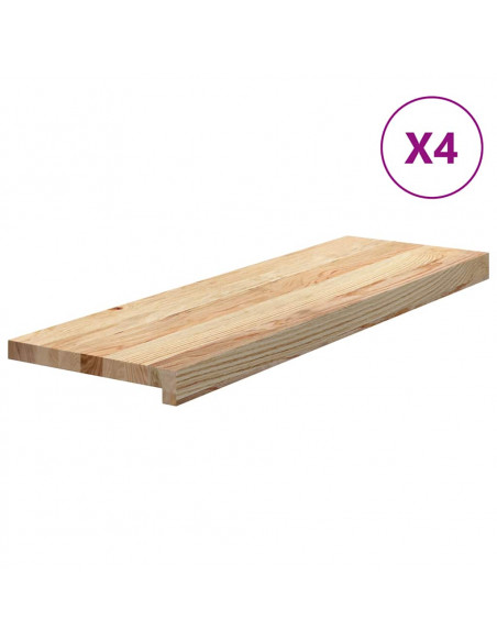 Gradini 4 pz 80x25x2 cm in Rovere Massello Non Trattato