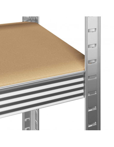 Mensole Portaoggetti 5 Strati 2 pz Argento in Acciaio e Legno