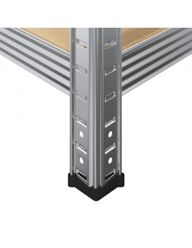 Mensole Portaoggetti 5 Strati 2 pz Argento in Acciaio e Legno