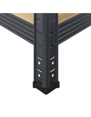 Mensola Portaoggetti 5 Strati Antracite in Acciaio e Legno