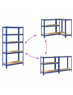 Mensola 5 Strati Blu in Acciaio e Legno Multistrato