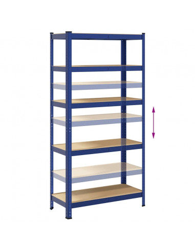 Mensola 5 Strati Blu in Acciaio e Legno Multistrato