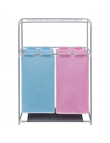 Portabiancheria a 2 Sezioni 2 pz con Ripiano per Asciugatura
