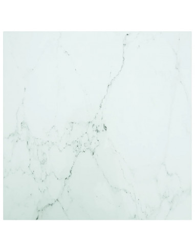 Piano Tavolo Bianco 80x80 cm 6 mm Vetro Temperato Design Marmo