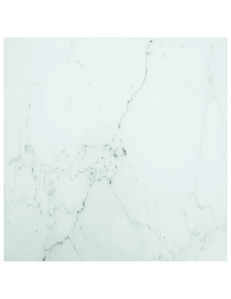 Piano Tavolo Bianco 80x80 cm 6 mm Vetro Temperato Design Marmo