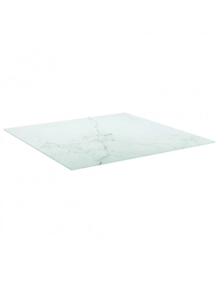 Piano Tavolo Bianco 80x80 cm 6 mm Vetro Temperato Design Marmo