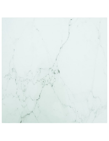 Piano Tavolo Bianco 60x60 cm 6 mm Vetro Temperato Design Marmo