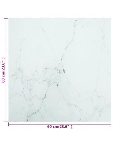 Piano Tavolo Bianco 60x60 cm 6 mm Vetro Temperato Design Marmo