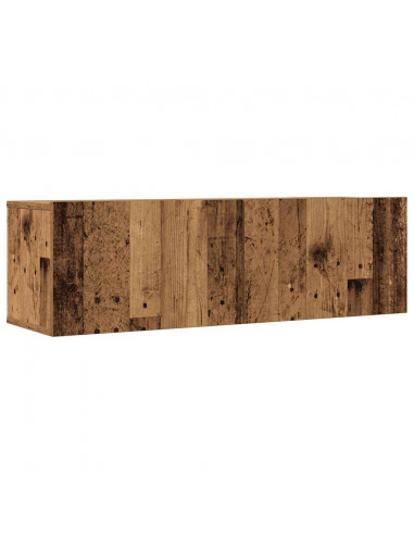 Set Mobile TV 3 pz Montato a Parete Legno Antico in Truciolato