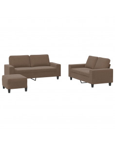 Set di Divani 3 pz Marrone in Tessuto