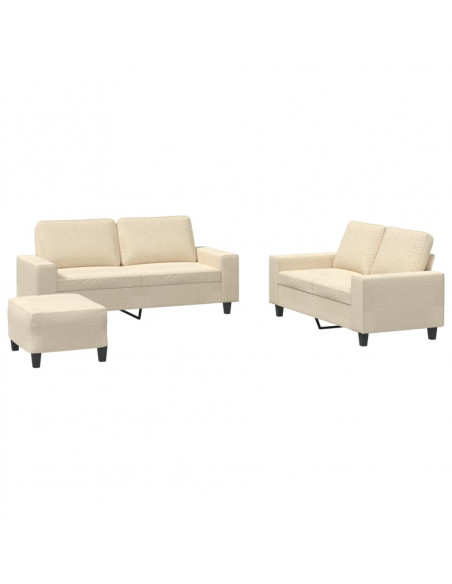 Set di Divani 3 pz Crema in Tessuto