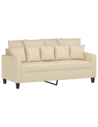 Set di Divani 3 pz con Cuscini Crema in Tessuto