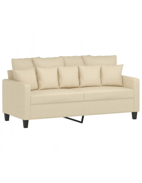 Set di Divani 3 pz con Cuscini Crema in Tessuto