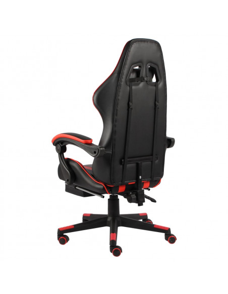 Sedia da Gaming con Poggiapiedi Nero e Rosso in Similpelle