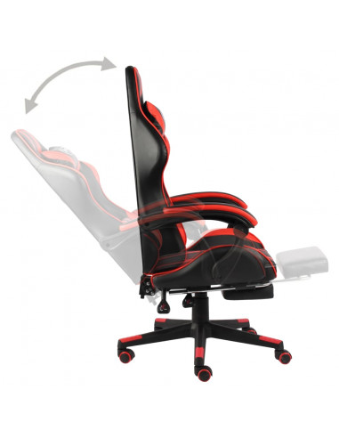 Sedia da Gaming con Poggiapiedi Nero e Rosso in Similpelle