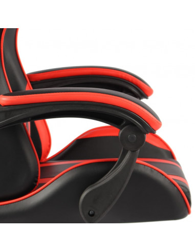 Sedia da Gaming con Poggiapiedi Nero e Rosso in Similpelle