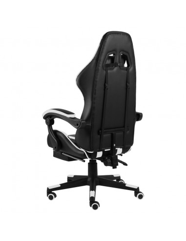 Sedia da Gaming con Poggiapiedi Nera e Bianca in Similpelle