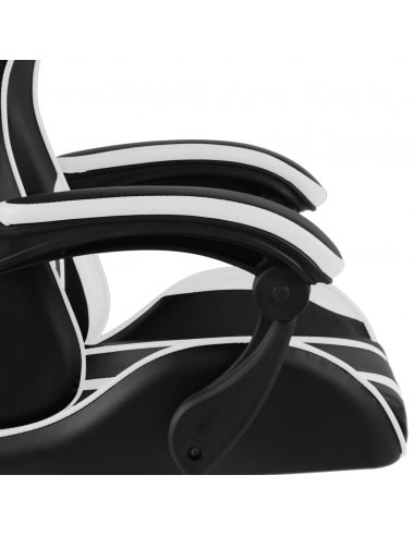 Sedia da Gaming con Poggiapiedi Nera e Bianca in Similpelle