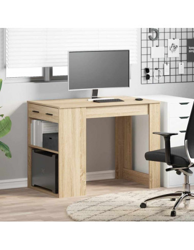Scrivania con Cassetto Ripiano Rovere Sonoma Legno Multistrato
