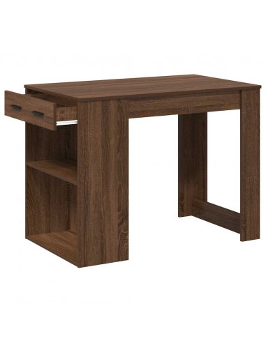 Scrivania con Cassetto Ripiano Rovere Marrone Legno Multistrato