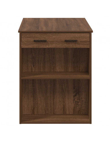 Scrivania con Cassetto Ripiano Rovere Marrone Legno Multistrato