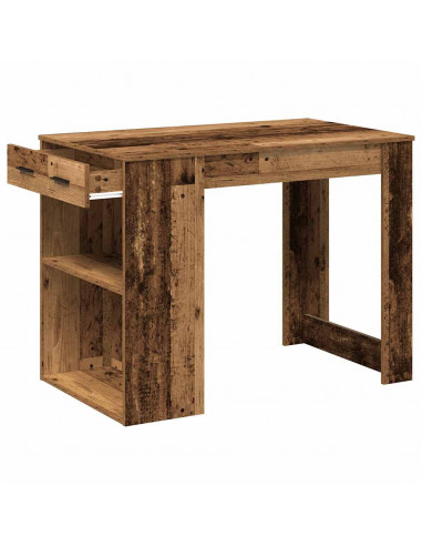 Scrivania con Cassetto Ripiano Legno Vecchio Legno Multistrato
