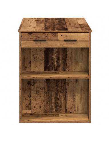 Scrivania con Cassetto Ripiano Legno Vecchio Legno Multistrato