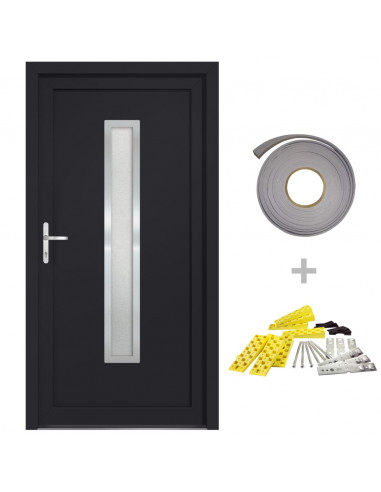 Porta Ingresso Antracite 98x200 cm in PVC