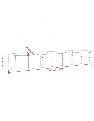 Letto Giardino Acciaio Verniciato a Polvere 296x80x36 cm Grigio