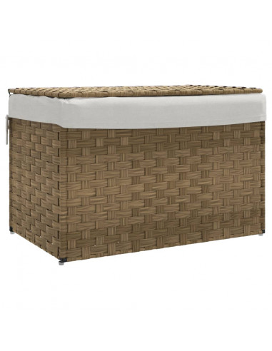 Cesto Portabiancheria con Coperchio 55,5x35x34 cm Polyrattan