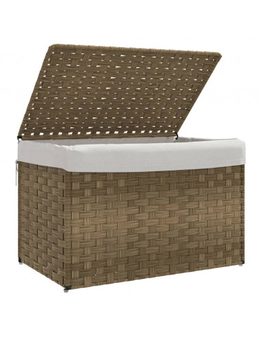 Cesto Portabiancheria con Coperchio 55,5x35x34 cm Polyrattan