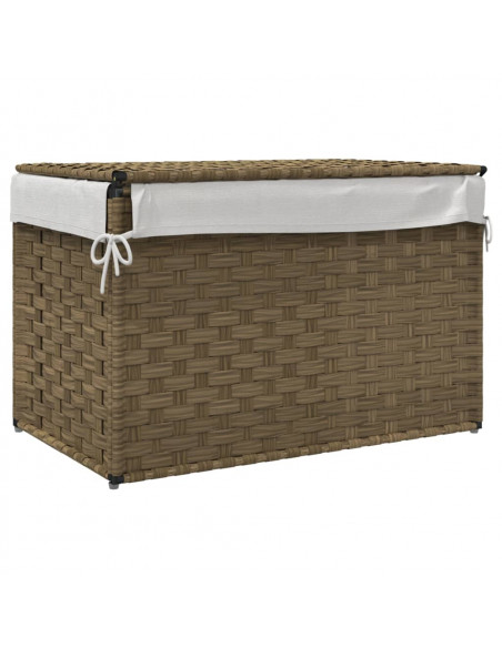 Cesto Portabiancheria con Coperchio 55,5x35x34 cm Polyrattan