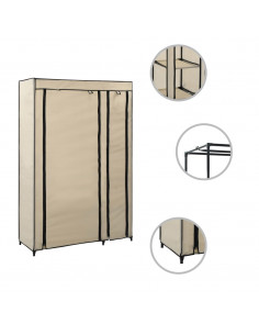 Armadio Pieghevole Crema 110x45x175 cm in Tessuto 2