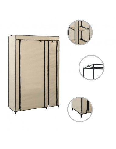 Armadio Pieghevole Crema 110x45x175 cm in Tessuto