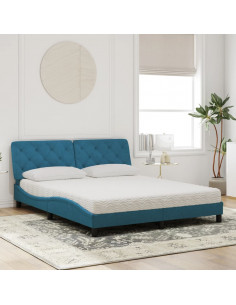 Letto con Materasso Blu 160x200 cm in Velluto 2