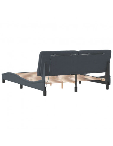 Giroletto con Luci LED Grigio Scuro 160x200 cm in Velluto